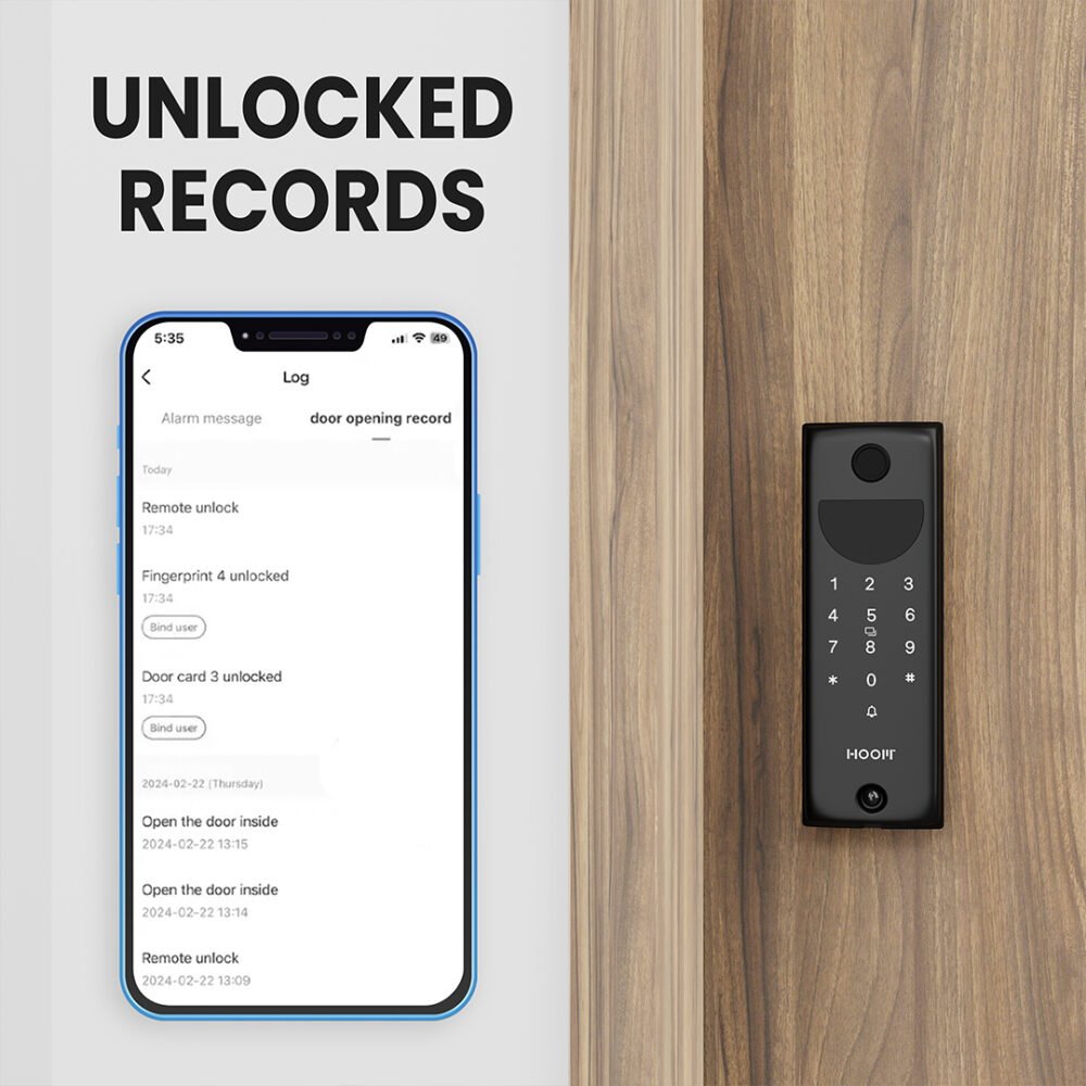 Hoom Q3-D Digital Door Lock Unlock Records